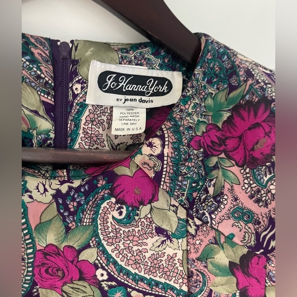 80s Vintage Jo Hanna York by Joan Davis Floral Print Blouse Sz. M/L - Picture 4 of 10